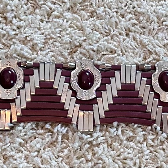 Free People Maria Southwest Leather Wide Waist Belt Size Small 32" EUC - Picture 5 of 8